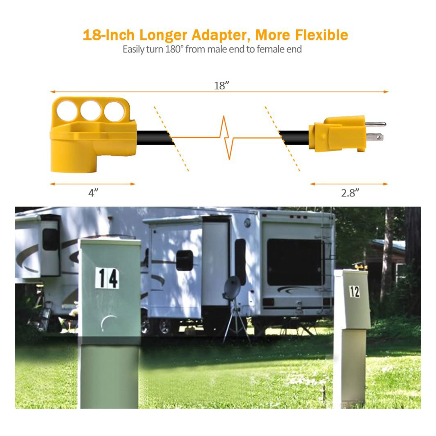 SnowyFox RV 15Amp to 50Amp Adapter - 15Male — изображение 3